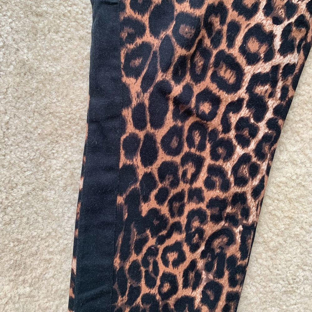 Leopard Print Straight Leg Stretch Jeans With Tuxedo Stripes Size 36 Euro (6-8) - Picture 8 of 16